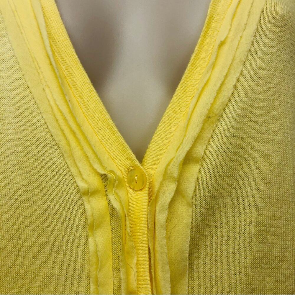 Ann Taylor Loft Light Yellow Lightweight Cardigan Stylish Ruffled V Neckline - Picture 3 of 16